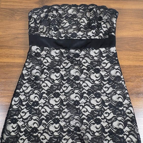 White House Black Market Dress Black Lace Strapless Party Cocktail‎ Size 10 - Picture 3 of 14